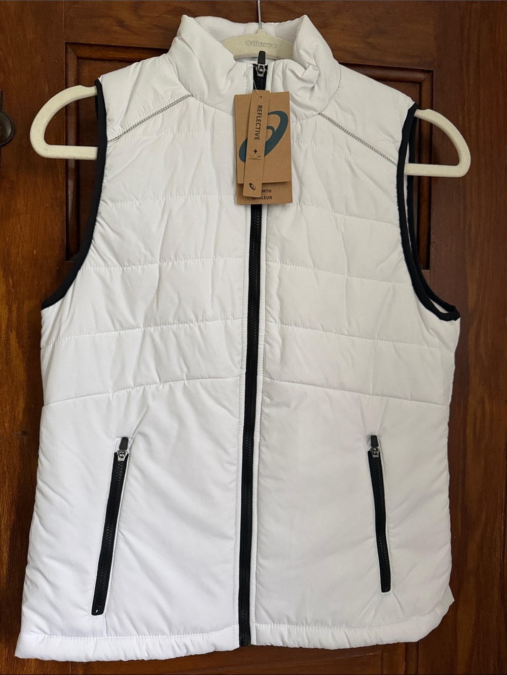 Asics White Quilted Vest with Black Trim
